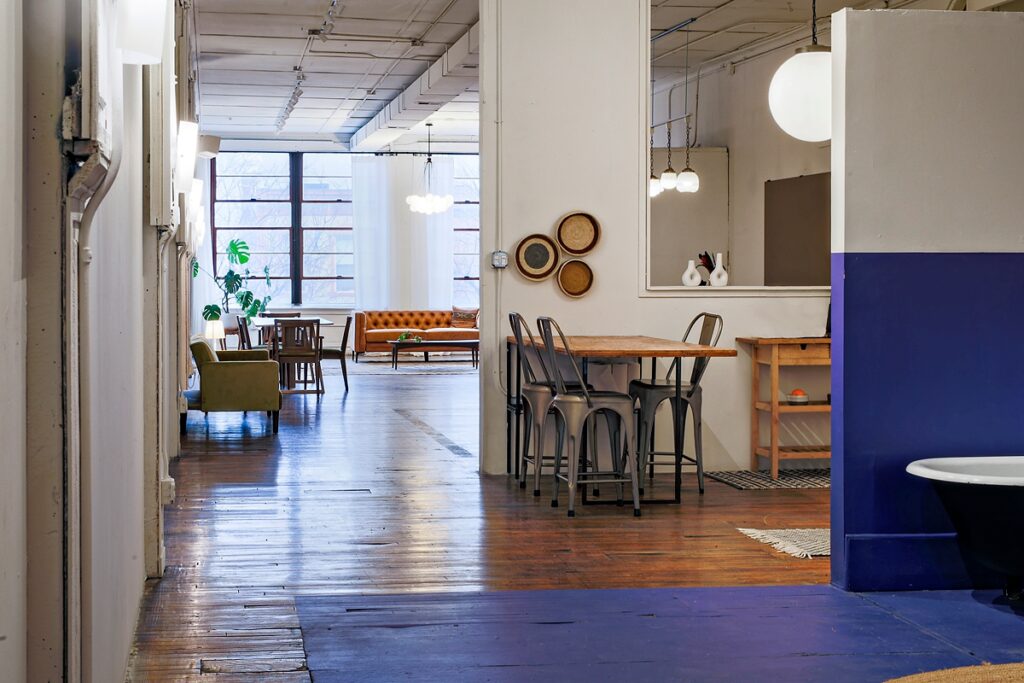 view of the west side of le loft event venue
