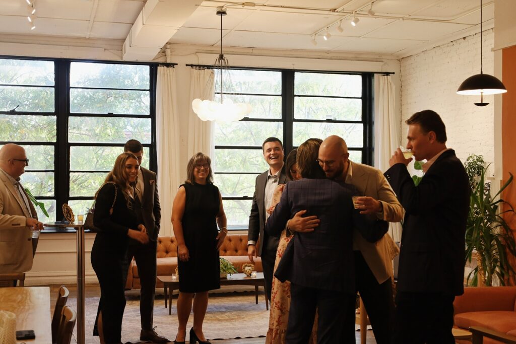 attendees are gathered together at le loft a wicker park event venue