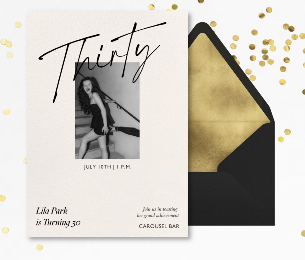 thirtieth birthday invite from paperless post