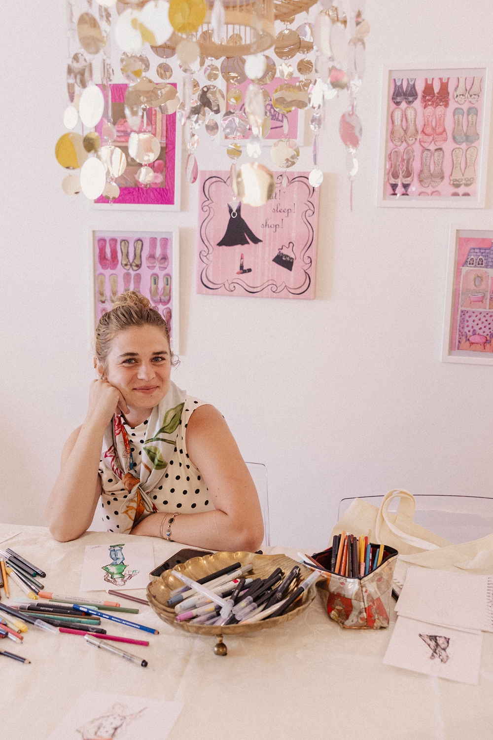 Local Chicago artist Brie Hines participates in a chicago pop up market at le loft in wicker park chicago