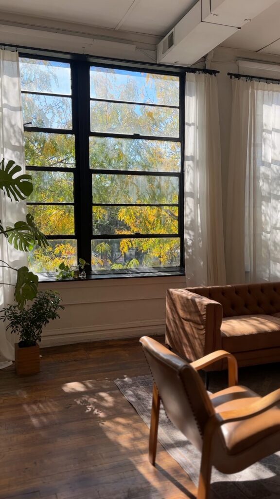 le loft window in fall